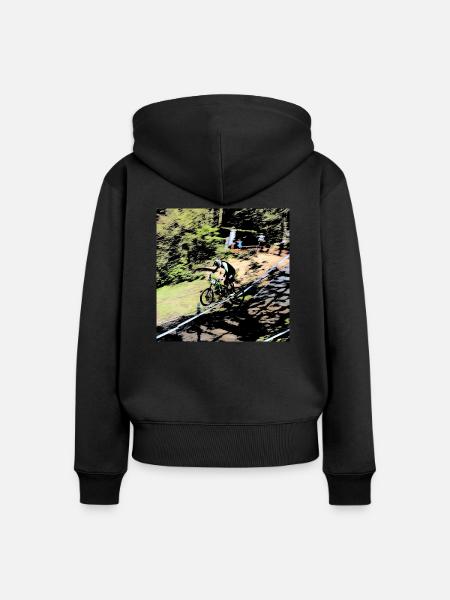 MTB MTB MTB Abfahrt - Frauen Premium Bio Zip Hoodie - Schwarz