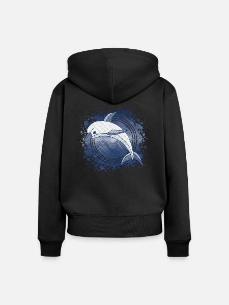 Delfin - Frauen Premium Bio Zip Hoodie - Schwarz