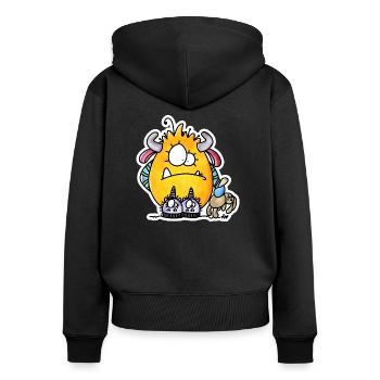 Spuki Luzi - Frauen Premium Bio Zip Hoodie - Schwarz - Hinten - Julia (174cm)