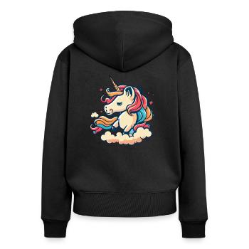 Einhorn Niedliches T-Shirt Mehrfarbig Personalisierte - Frauen Premium Bio Zip Hoodie - Schwarz - Hinten - Julia (174cm)