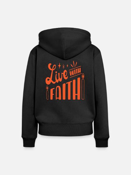 Live with Faith - Frauen Premium Bio Zip Hoodie - Schwarz
