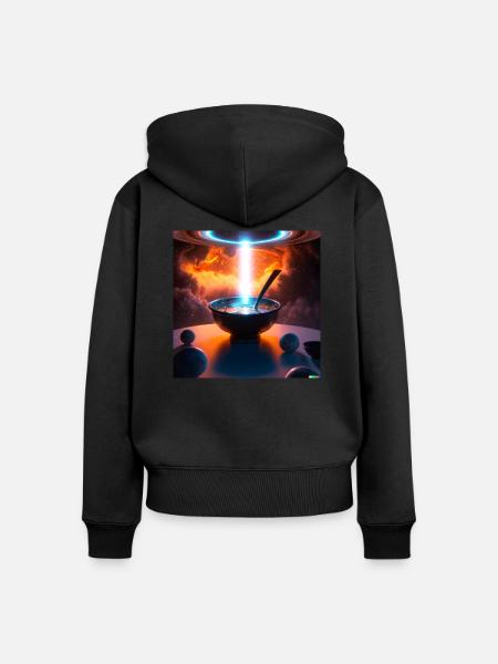 Schüssel mit Essen bestrahlt - Frauen Premium Bio Zip Hoodie - Schwarz