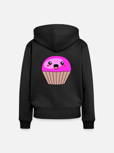 süßer violetter Muffin - Frauen Premium Bio Zip Hoodie - Schwarz