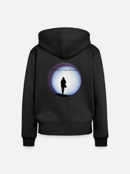 Hiking is my therapy - Wandern - Frauen Premium Bio Zip Hoodie - Schwarz