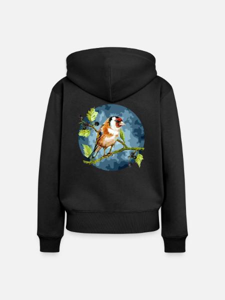 Bunter Vogel - Frauen Premium Bio Zip Hoodie - Schwarz