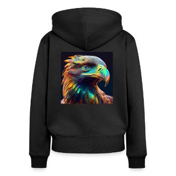 Farbiger Adler, einzigartiges Design, - Frauen Premium Bio Zip Hoodie - Schwarz - Hinten - Julia (174cm)