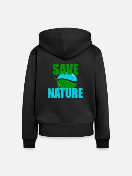 Save Nature - Frauen Premium Bio Zip Hoodie - Schwarz