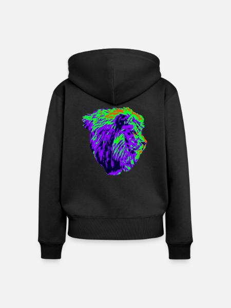 Löwe - Frauen Premium Bio Zip Hoodie - Schwarz