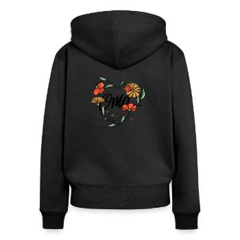 Cœur de fleurs L’anniversaire de grand-mère - Sweat à capuche zippé Premium bio Femme - noir - Dos - Julia (174cm)