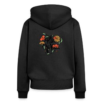 Herz aus Blumen Alles Gute Geburtstag - Frauen Premium Bio Zip Hoodie - Schwarz - Hinten - Julia (174cm)