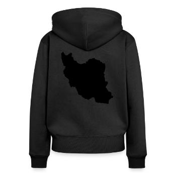 iran - Frauen Premium Bio Zip Hoodie - Schwarz - Hinten - Julia (174cm)