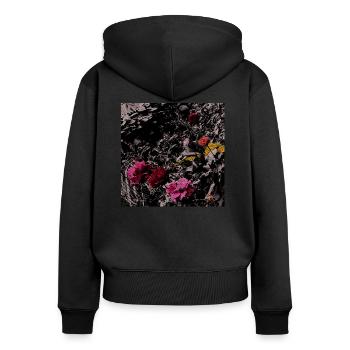 poetry vision. Photographie nature/ La rose - Sweat à capuche zippé Premium bio Femme - noir - Dos - Julia (174cm)
