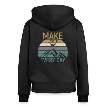 Make Earth Day every Day - Frauen Premium Bio Zip Hoodie - Schwarz - Hinten - Julia (174cm)