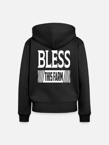 Bless This Farm - Frauen Premium Bio Zip Hoodie - Schwarz