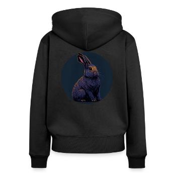 Osterhase - Frauen Premium Bio Zip Hoodie - Schwarz - Hinten - Julia (174cm)