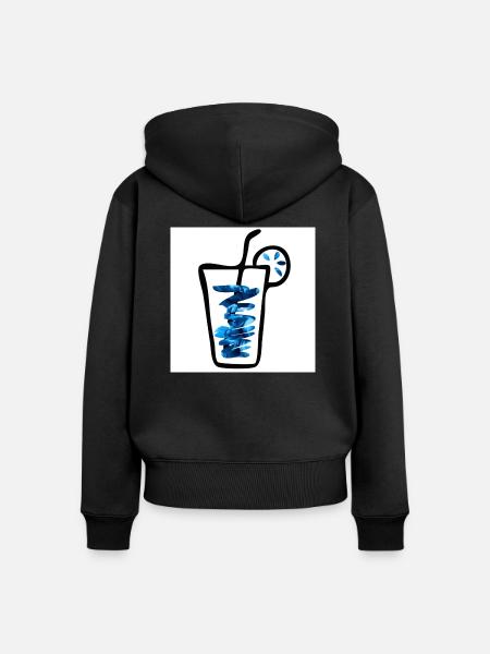 Drink blue - Frauen Premium Bio Zip Hoodie - Schwarz