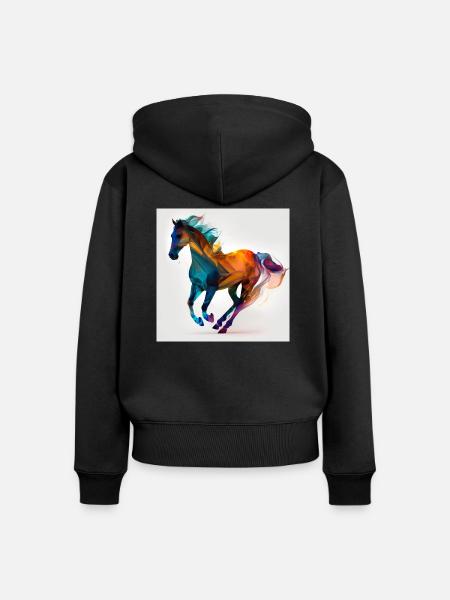 Feuriges Pferd Nr. 13 - Frauen Premium Bio Zip Hoodie - Schwarz