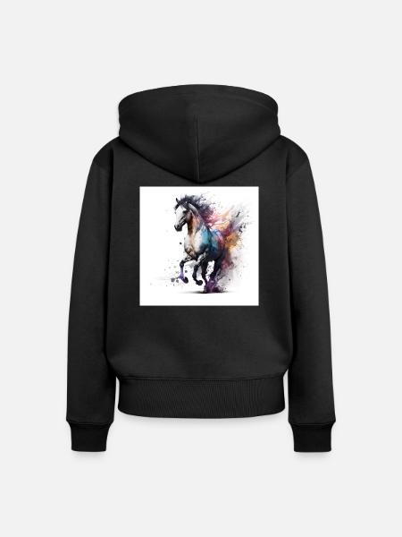 Feuriges Pferd Nr. 4 - Frauen Premium Bio Zip Hoodie - Schwarz