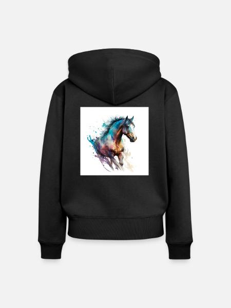 Feuriges Pferd Nr. 5 - Frauen Premium Bio Zip Hoodie - Schwarz