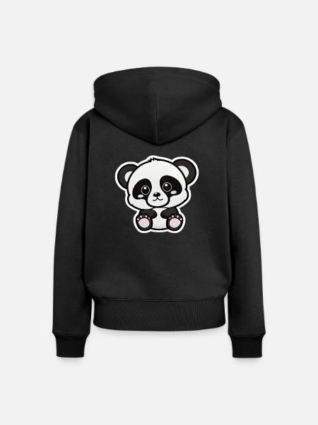 Baby Panda - Frauen Premium Bio Zip Hoodie - Schwarz
