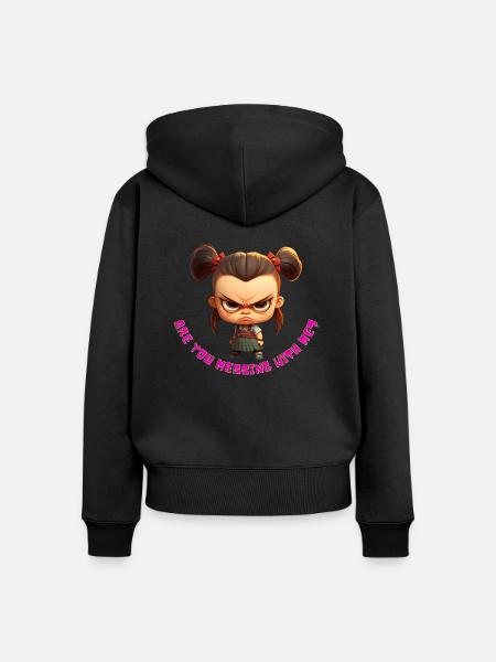 are you messing with me? - Frauen Premium Bio Zip Hoodie - Schwarz