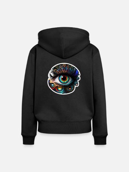 Auge 2 - Frauen Premium Bio Zip Hoodie - Schwarz