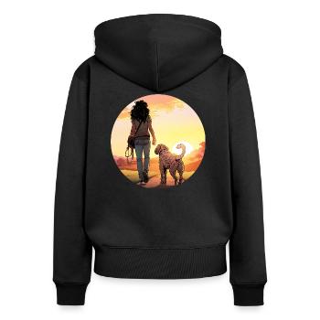 Woman with dog in the park - Women's Premium Organic Zip Hoodie - black - Back - Julia (174cm)