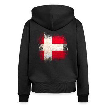 Danemark copenhague danois scandinave drapeau dansk - Sweat à capuche zippé Premium bio Femme - noir - Dos - Julia (174cm)
