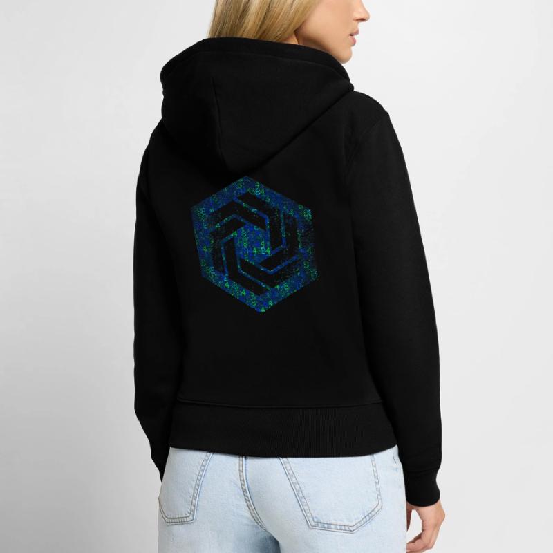 Codage géométrique du programmeur de programmation hexagonale Sweat à capuche zippé Premium bio Femme