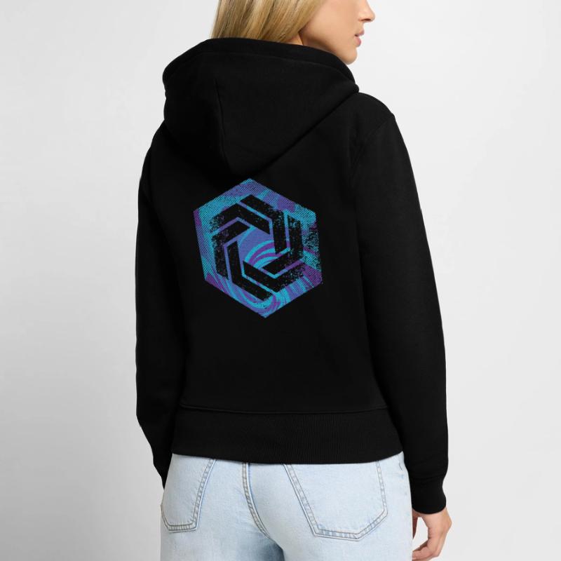 hexagon programming programmer coding geometric Women's Premium Organic Zip Hoodie