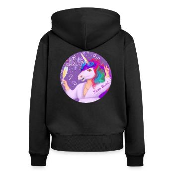 JGA Einhorn mit Sektglas - Team Braut - Frauen Premium Bio Zip Hoodie - Schwarz - Hinten - Julia (174cm)