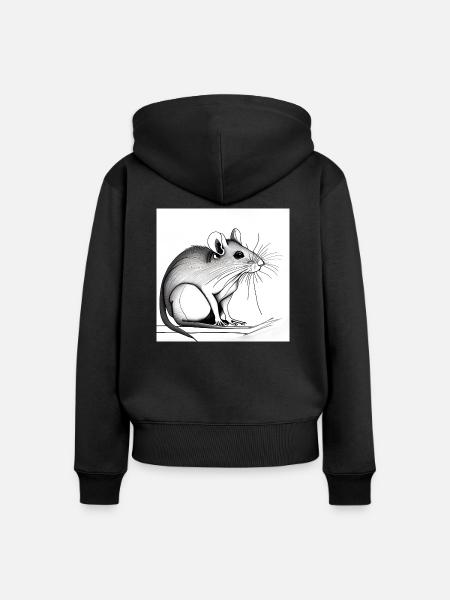 Ratte - Frauen Premium Bio Zip Hoodie - Schwarz