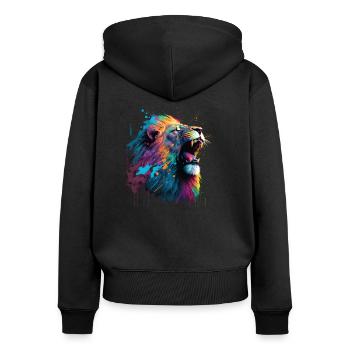 Majestätischer Löwe in leuchtenden Farben - Frauen Premium Bio Zip Hoodie - Schwarz - Hinten - Julia (174cm)