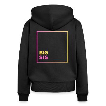 Grande soeur Big Sis Minimaliste - Sweat à capuche zippé Premium bio Femme - noir - Dos - Julia (174cm)