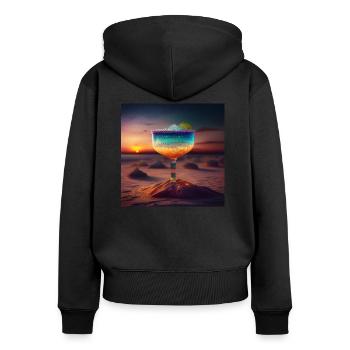 Cocktail 6 Cadeau - Sweat à capuche zippé Premium bio Femme - noir - Dos - Julia (174cm)
