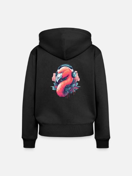 Flamingo Fusion - Frauen Premium Bio Zip Hoodie - Schwarz