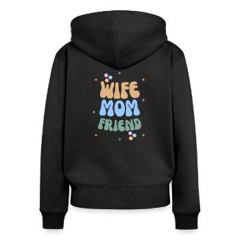 Femme Maman Amie T-shirt de la fête des mères - Sweat à capuche zippé Premium bio Femme - noir - Dos - Julia (174cm)