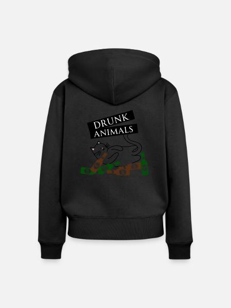 Drunk Animals - Frauen Premium Bio Zip Hoodie - Schwarz