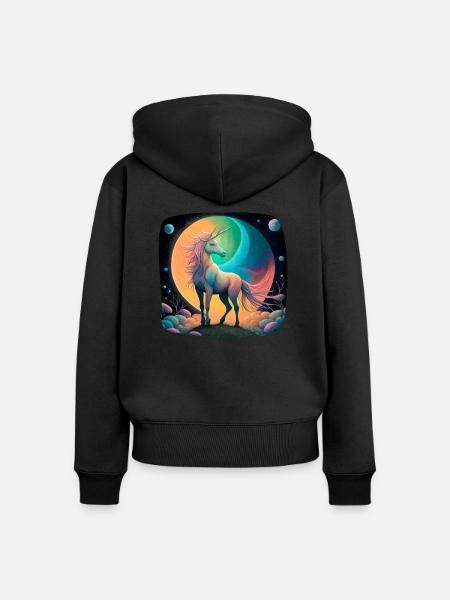 Einhorn mythisch - Frauen Premium Bio Zip Hoodie - Schwarz