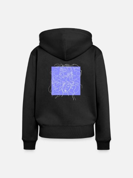 Gesichtslinie lila - Frauen Premium Bio Zip Hoodie - Schwarz