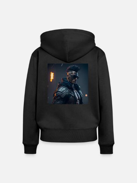 Future Cyberpunkt Warrior - Frauen Premium Bio Zip Hoodie - Schwarz