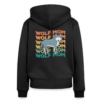 Wolf mom - Women's Premium Organic Zip Hoodie - black - Back - Julia (174cm)