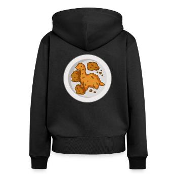 Littéralement une pépite de dinosaure, dino, dinosaure - Sweat à capuche zippé Premium bio Femme - noir - Dos - Julia (174cm)