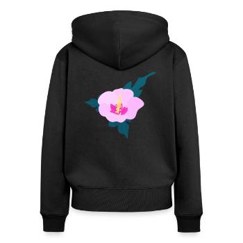 Hibiskusblüte 2 - Frauen Premium Bio Zip Hoodie - Schwarz - Hinten - Julia (174cm)