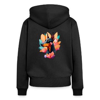 Doberman - Sweat à capuche zippé Premium bio Femme - noir - Dos - Julia (174cm)