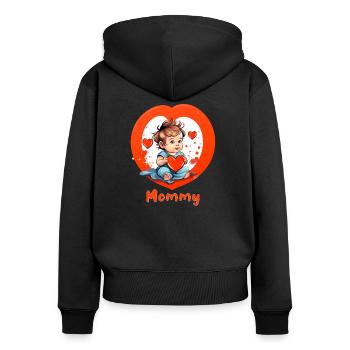 Je coeur maman - Sweat à capuche zippé Premium bio Femme - noir - Dos - Julia (174cm)