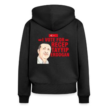 Ich stimme für Recep Tayyip Erdogan - Frauen Premium Bio Zip Hoodie - Schwarz - Hinten - Julia (174cm)