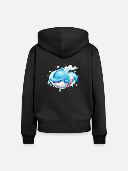 Wal - Frauen Premium Bio Zip Hoodie - Schwarz