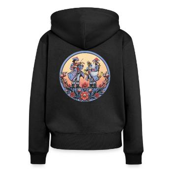 Folklore sorabe – Musique et coutumes - Sweat à capuche zippé Premium bio Femme - noir - Dos - Julia (174cm)