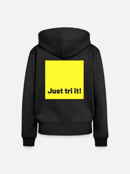 just tri it yellow - Frauen Premium Bio Zip Hoodie - Schwarz